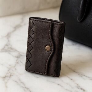 Bottega Veneta Vintage Intrecciato Dark Brown Leather 6 Ring Key Holder